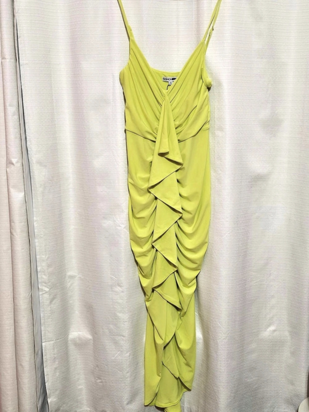Fashion Nova Danika Ruched Mesh Maxi Dress Green Small